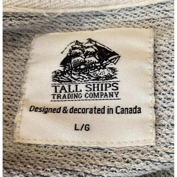 Tall Ships Trading Co Victoria Canada Sweatshirt Large Blue Striped V Neck - Picture 4 of 8